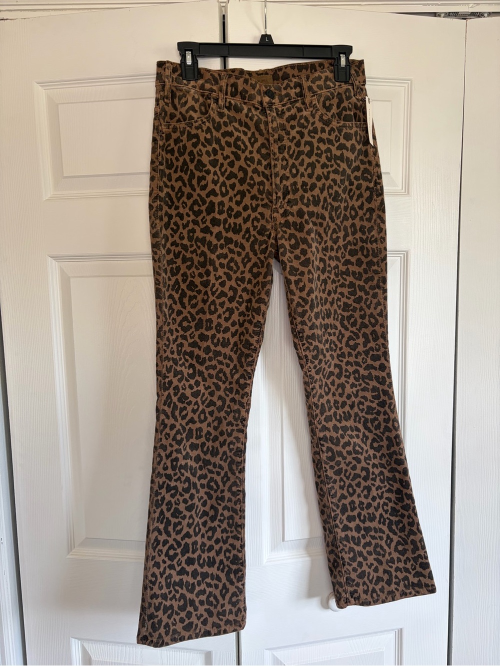 Mother Hustler Flood Leap Year Leopard High-Rise Flare Corduroy Pants 30 NWT